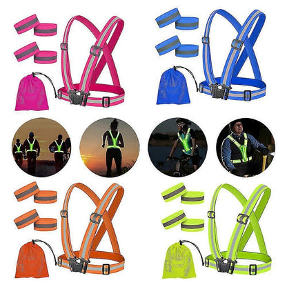 2 Set Reflective Vest for Night Running, Outdoor High Visibility security Vest Gear V1263-JX-3855