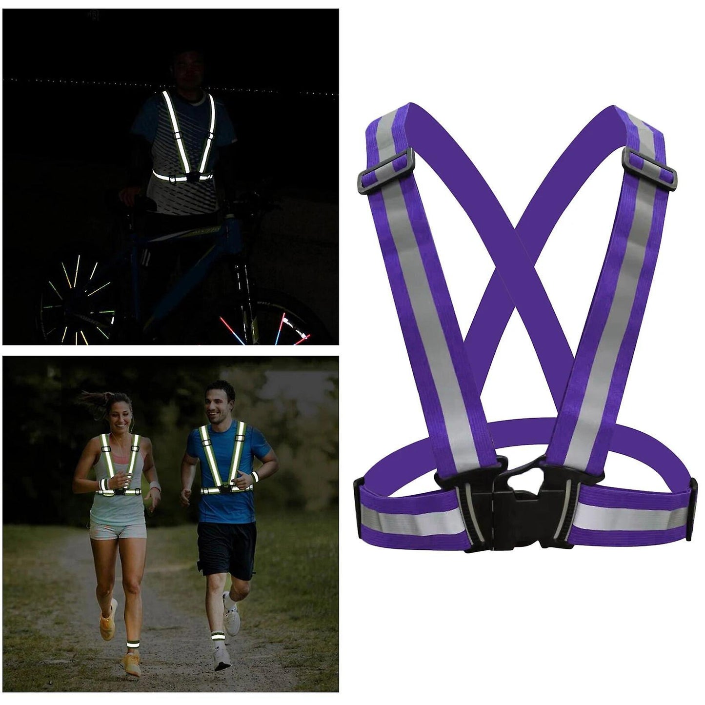Adjustable Cycling Vest, Reflective Night Gear for Biking, Running & Outdoor Sports V1263-JX-3864