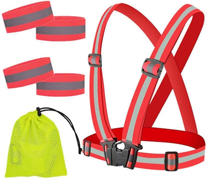 Reflective security Vest, Adjustable Reflector Gear Strap for Running and Cycling V1263-JX-3866
