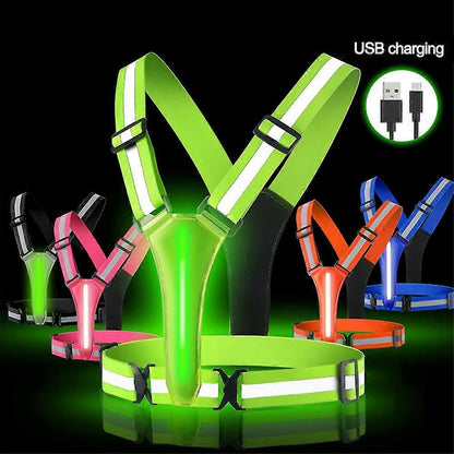 LED Reflective Vest, High Visibility Light Up security Gear for Night Running & Cycling V1263-JX-3867