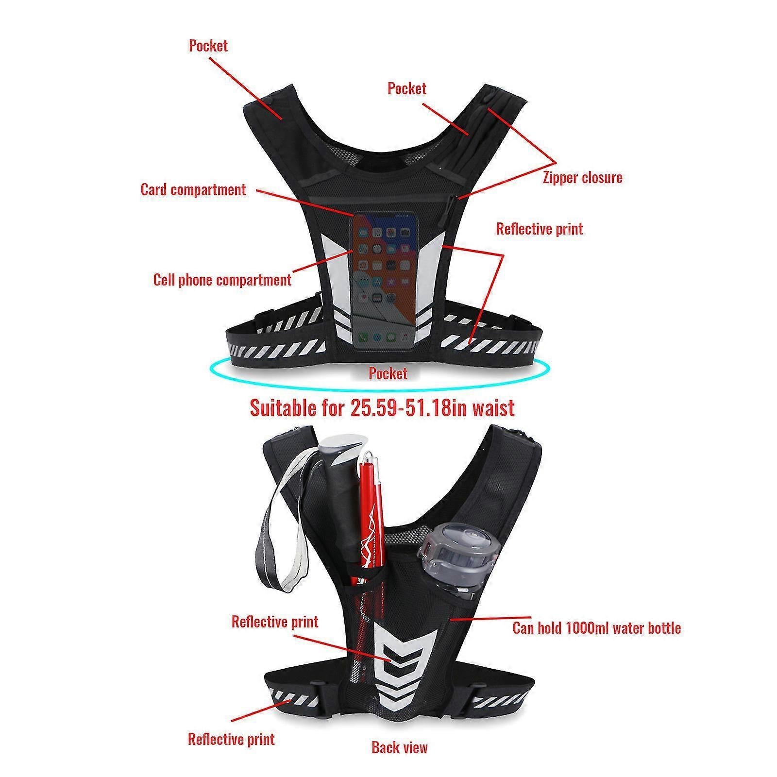 Reflective Running Vest for Men & Women, security Gear for Night Walking or Biking V1263-JX-3868