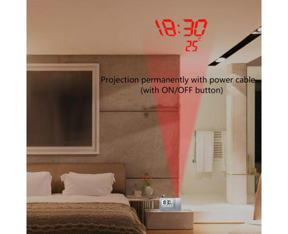 Desk Snooze LED Digital Backlight Date Function USB Charge Alarm Clock Projector-Silver - Silver V1263-JX-387