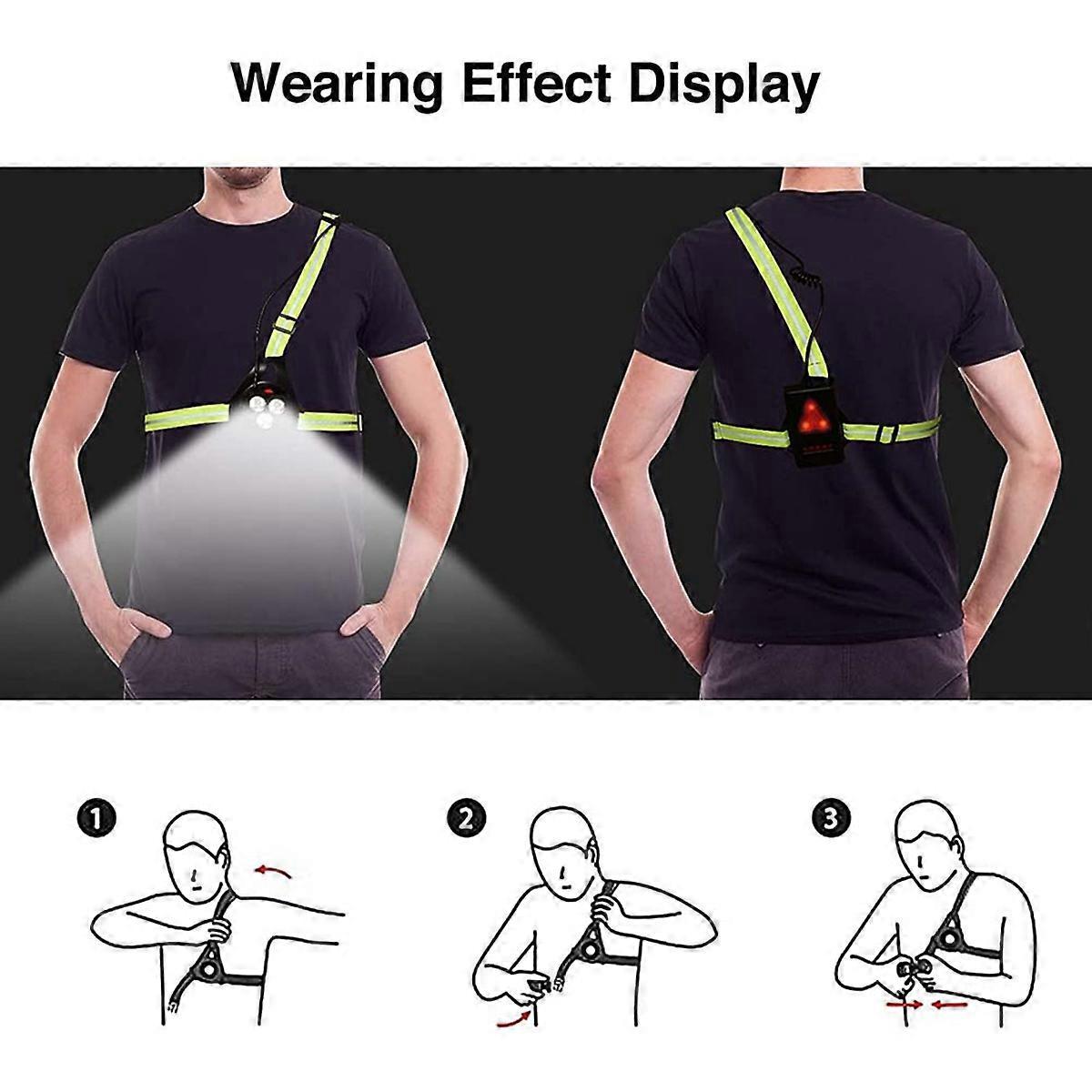 LED Chest Light with Reflective Vest, Night Running Gear with Rechargeable Battery V1263-JX-3872