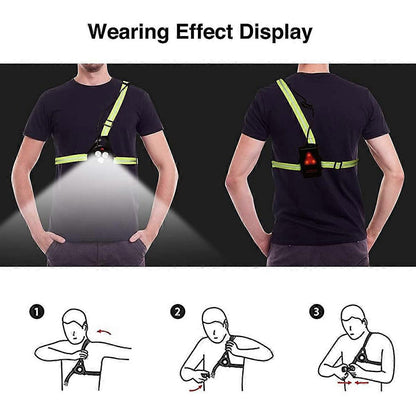 LED Chest Light with Reflective Vest, Night Running Gear with Rechargeable Battery V1263-JX-3872