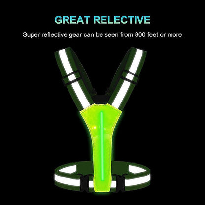 USB Rechargeable LED Vest, Reflective Running Gear for Night Jogging & Cycling V1263-JX-3876