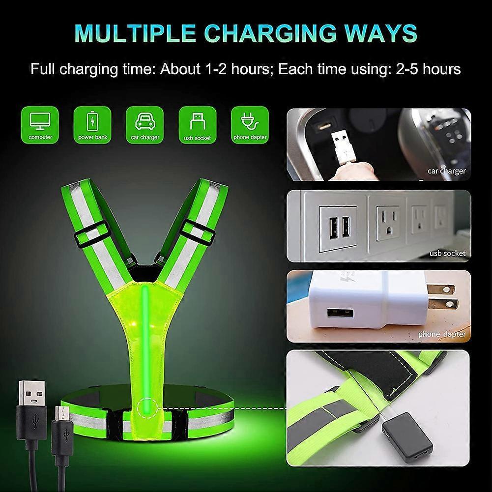 USB Rechargeable LED Vest, Reflective Running Gear for Night Jogging & Cycling V1263-JX-3876