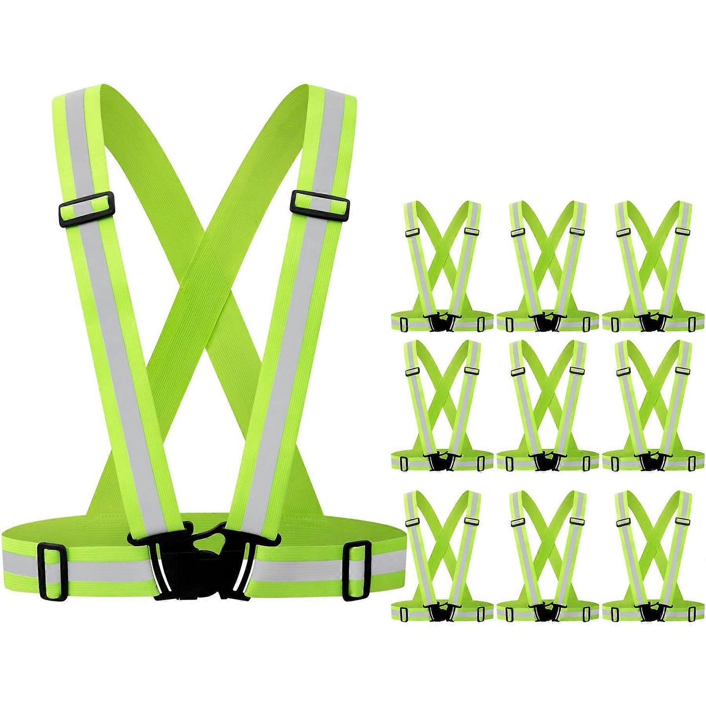 10 Pack Reflective Vests, Adjustable High Visibility security Gear for Men, Women & Babies V1263-JX-3877