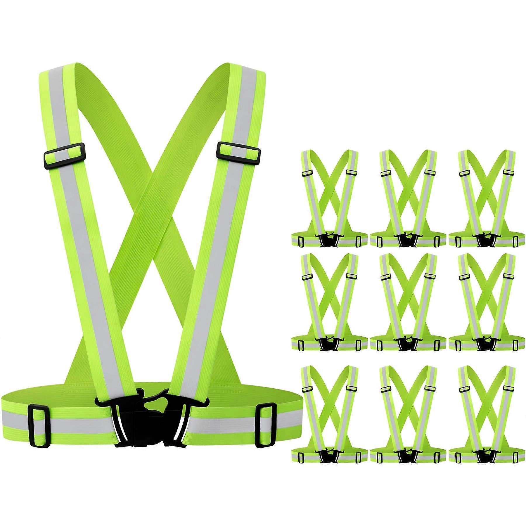 10 Pack Reflective Vests, Adjustable High Visibility security Gear for Men, Women & Babies V1263-JX-3877