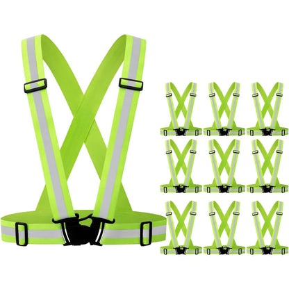 10 Pack Reflective Vests, Adjustable High Visibility security Gear for Men, Women & Babies V1263-JX-3877
