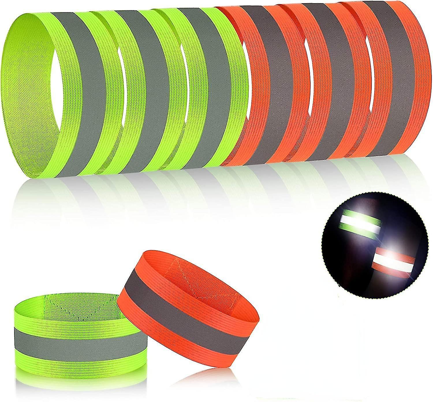 8 Pcs Reflective Bands, High Visibility Wrist & Ankle Straps for Walking or Running V1263-JX-3878