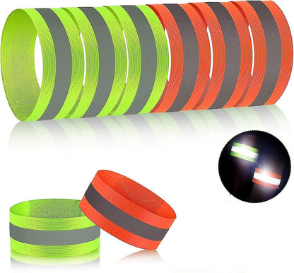 8 Pcs Reflective Bands, High Visibility Wrist & Ankle Straps for Walking or Running V1263-JX-3878