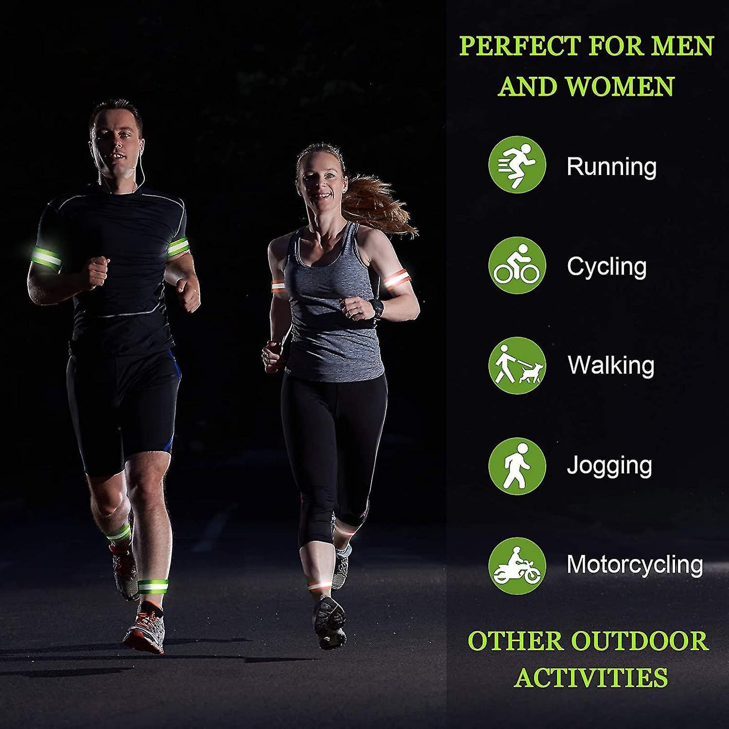 8 Pcs Reflective Bands, High Visibility Wrist & Ankle Straps for Walking or Running V1263-JX-3878