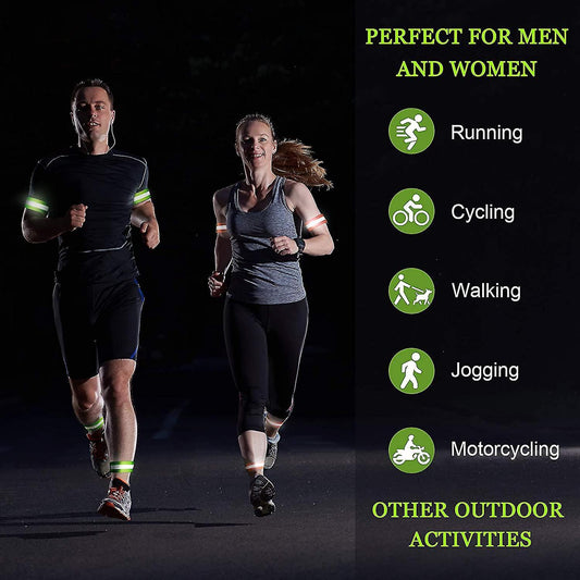 8 Pcs Reflective Bands, High Visibility Wrist & Ankle Straps for Walking or Running V1263-JX-3878