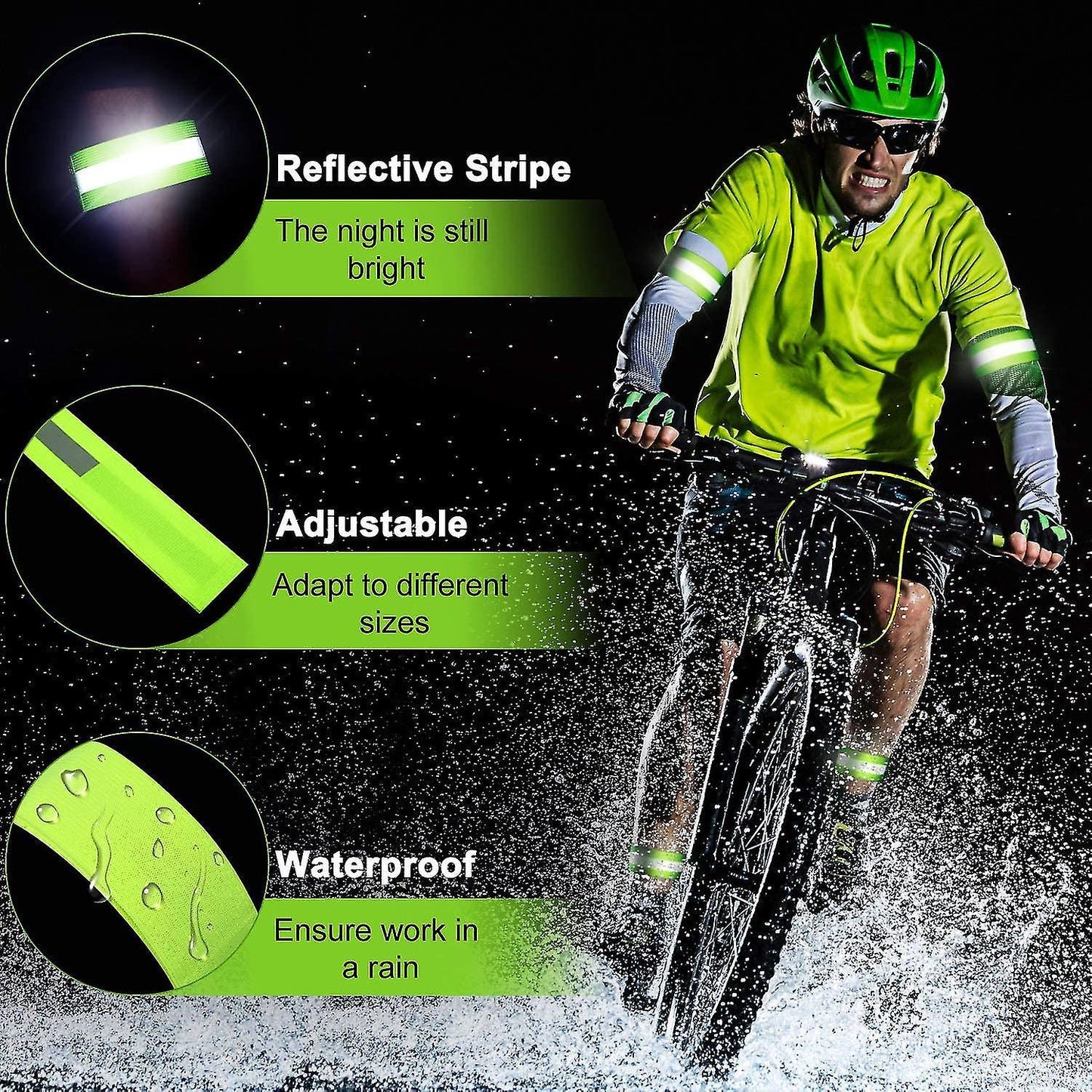 8 Pcs Reflective Bands, High Visibility Wrist & Ankle Straps for Walking or Running V1263-JX-3878