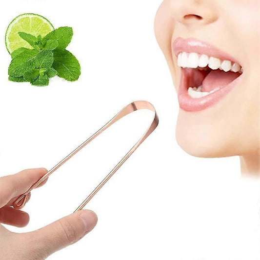 Pure Copper Tongue Scraper, Metal Tongue Cleaner for Fresh Breath & Oral Hygiene V1263-JX-3881