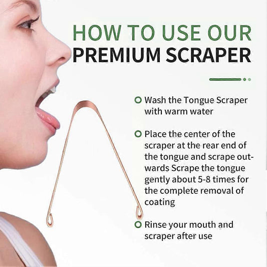 Pure Copper Tongue Scraper, Metal Tongue Cleaner for Fresh Breath & Oral Hygiene V1263-JX-3881