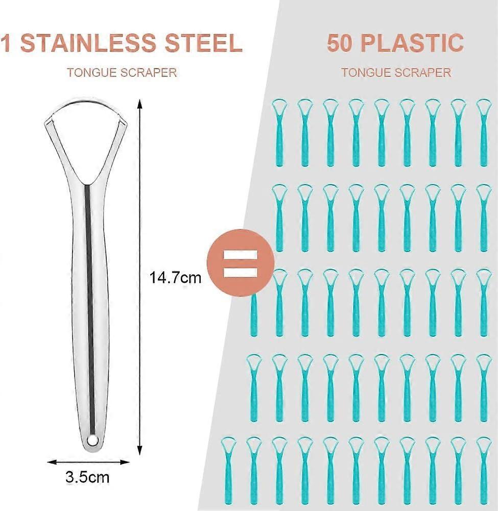 2PCS Stainless Steel Tongue Scrapers, Tongue Cleaner for Bad Breath - Silver V1263-JX-3882
