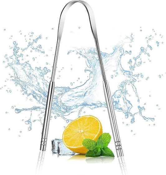Stainless Steel Tongue Scraper, Metal Tongue Cleaner for Adults & Babies V1263-JX-3883