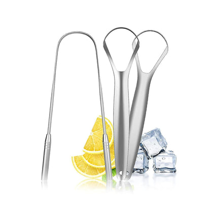 3 Pack Tongue Scrapers with Case, Stainless Steel Tongue Cleaner for Adults & Babies V1263-JX-3885