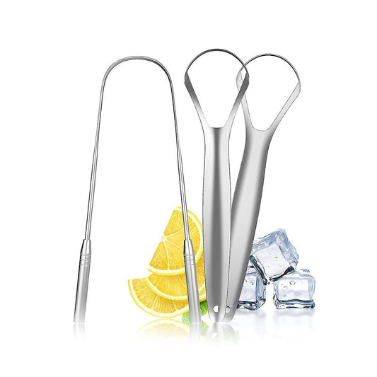 3 Pack Tongue Scrapers with Case, Stainless Steel Tongue Cleaner for Adults & Babies V1263-JX-3885
