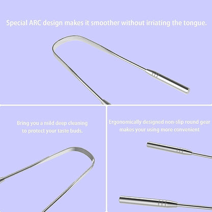 3 Pack Tongue Scrapers with Case, Stainless Steel Tongue Cleaner for Adults & Babies V1263-JX-3885