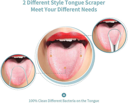4PCS Stainless Steel Tongue Scrapers, Metal Oral Cleaner for Bad Breath - Family Pack V1263-JX-3886