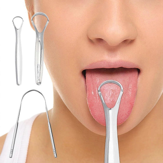 3PCS Stainless Tongue Scrapers, Oral Care Tool for Fresh Breath & Bad Breath Prevention V1263-JX-3887