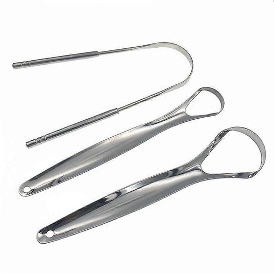 3PCS Stainless Tongue Scrapers, Oral Care Tool for Fresh Breath & Bad Breath Prevention V1263-JX-3887