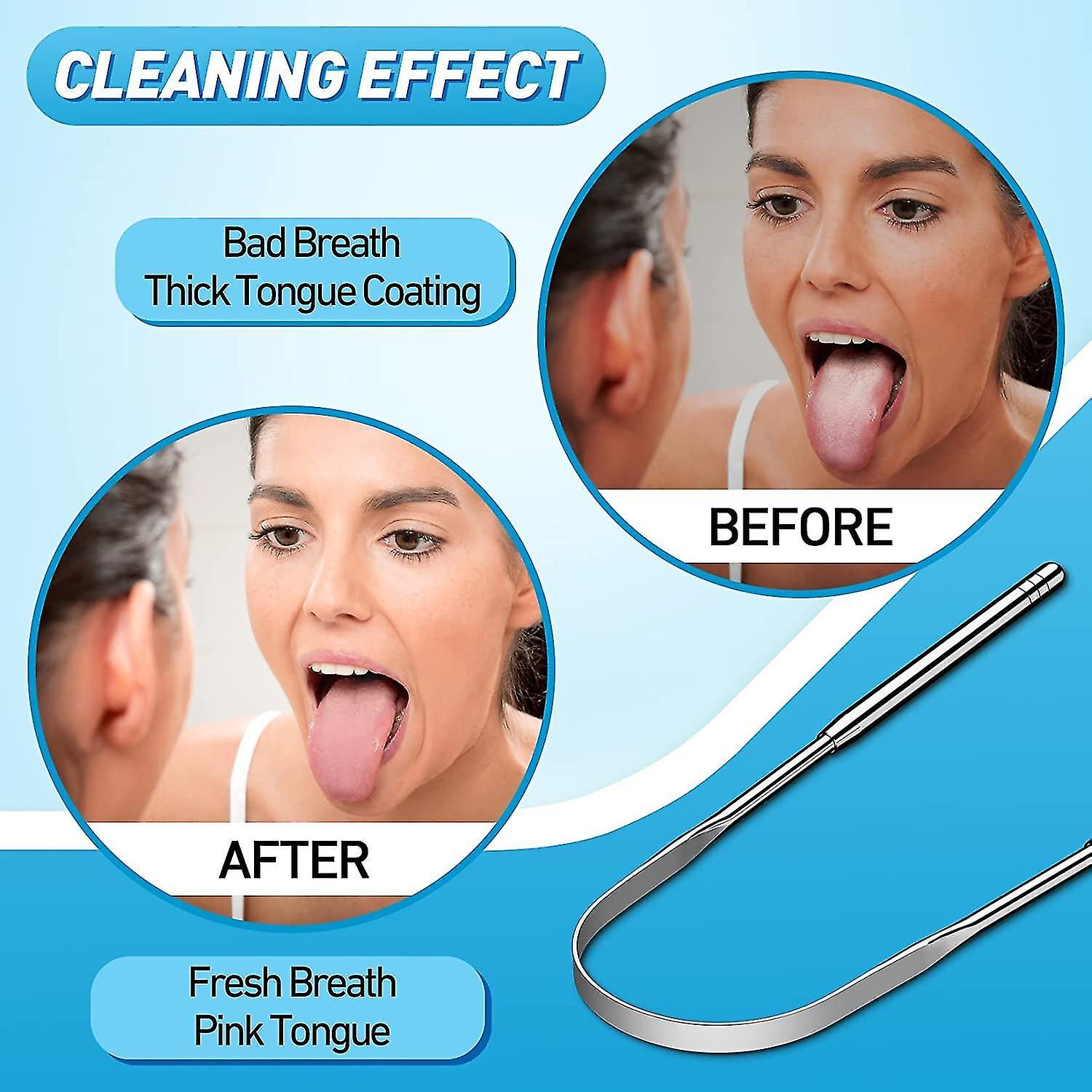 Copper Tongue Scraper, U-Shaped Metal Tongue Cleaner for Adults - Stainless Tip V1263-JX-3888