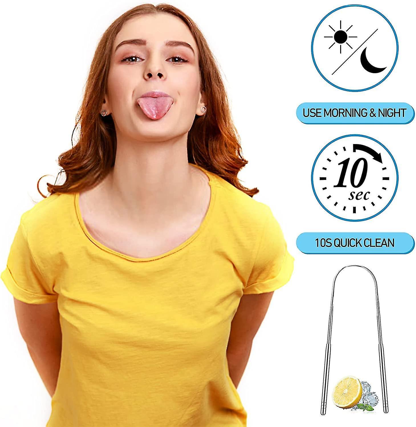 Copper Tongue Scraper, U-Shaped Metal Tongue Cleaner for Adults - Stainless Tip V1263-JX-3888