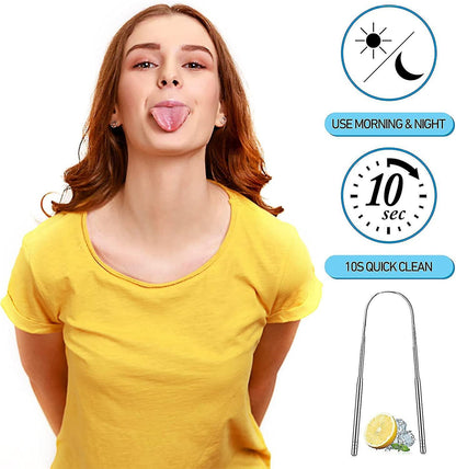 Copper Tongue Scraper, U-Shaped Metal Tongue Cleaner for Adults - Stainless Tip V1263-JX-3888