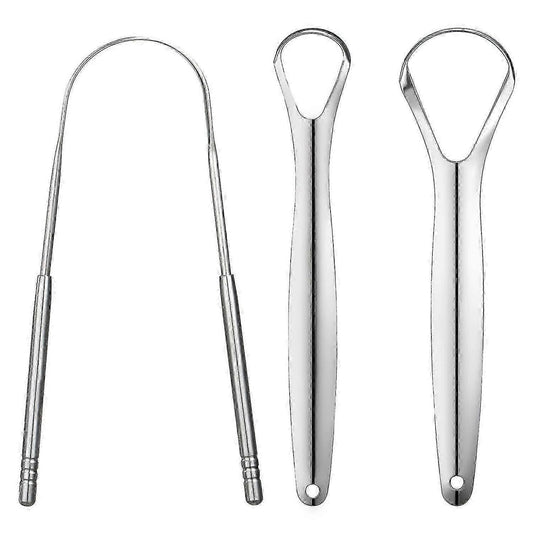 3 Pack Stainless Steel Tongue Scrapers, Portable Metal Tongue Cleaner for Oral Care V1263-JX-3889