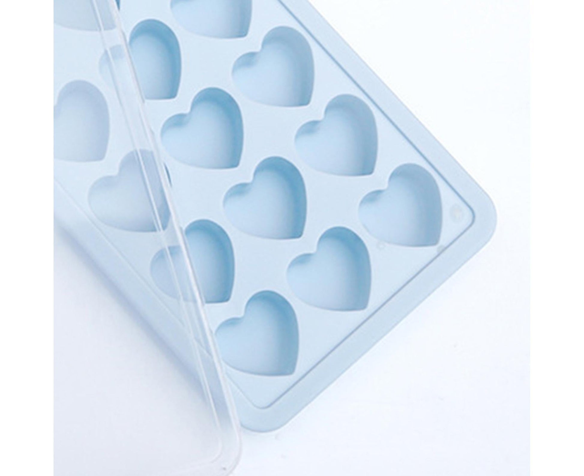 Ice Mold Portable Easy Clean Silicone Anti-slip Heart-shaped 21 Grids Ice Cube Mould for Home-Blue V1263-JX-389