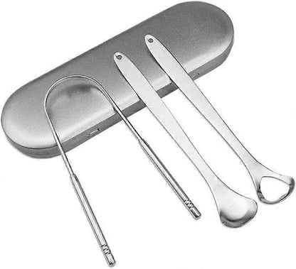 3PCS Practical Stainless Tongue Scrapers, Metal Tongue Cleaner for Oral Hygiene V1263-JX-3891
