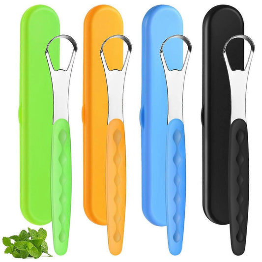4PCS Stainless Steel Tongue Scrapers for Adults & Babies - Metal Tongue Cleaner for Bad Breath V1263-JX-3892