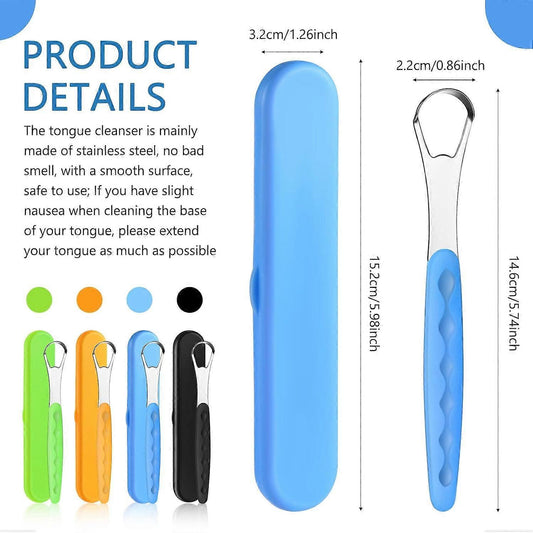 4PCS Stainless Steel Tongue Scrapers for Adults & Babies - Metal Tongue Cleaner for Bad Breath V1263-JX-3892