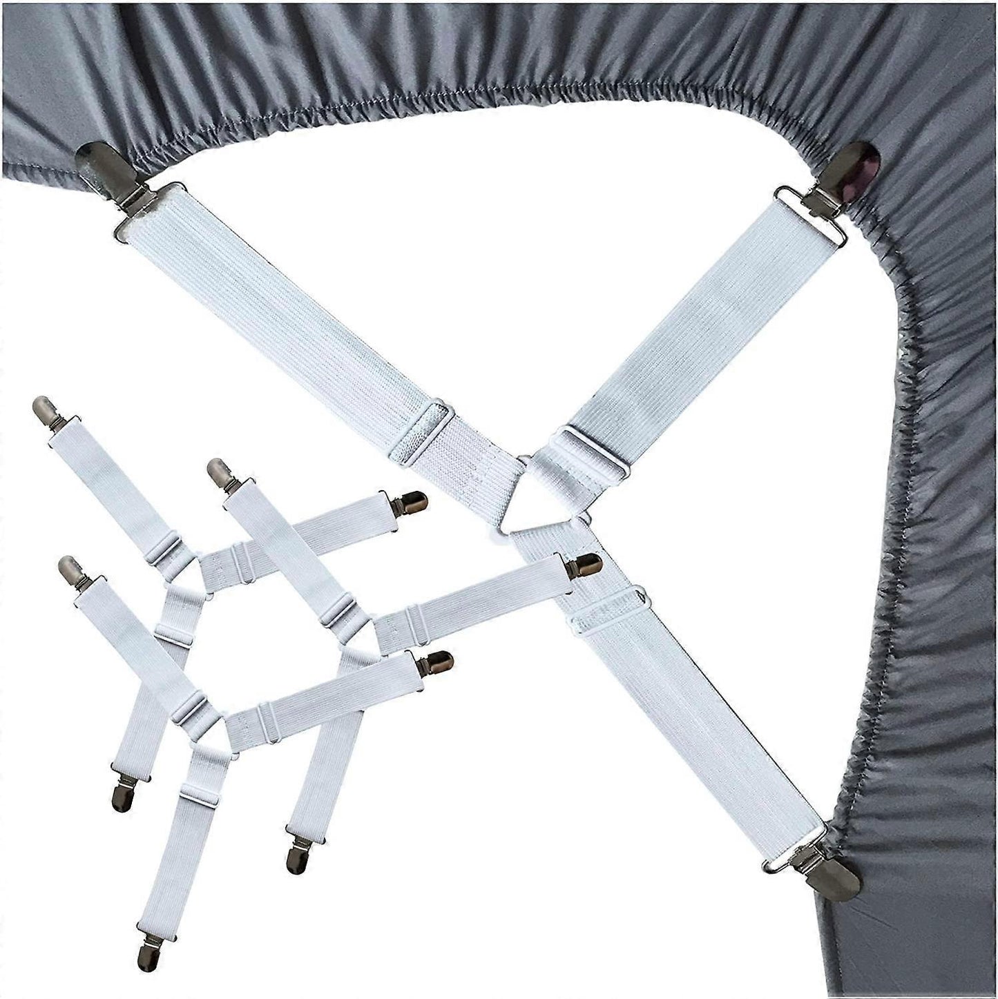 4PCS Bed Sheet Holder Straps, Sheet Stay Keeper Clips, Fasteners for Fitted Sheets V1263-JX-3893