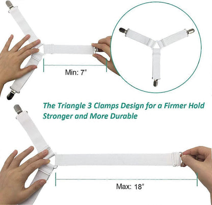 4PCS Bed Sheet Holder Straps, Sheet Stay Keeper Clips, Fasteners for Fitted Sheets V1263-JX-3893
