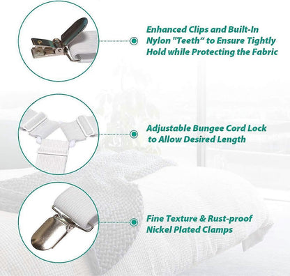 4PCS Bed Sheet Holder Straps, Sheet Stay Keeper Clips, Fasteners for Fitted Sheets V1263-JX-3893