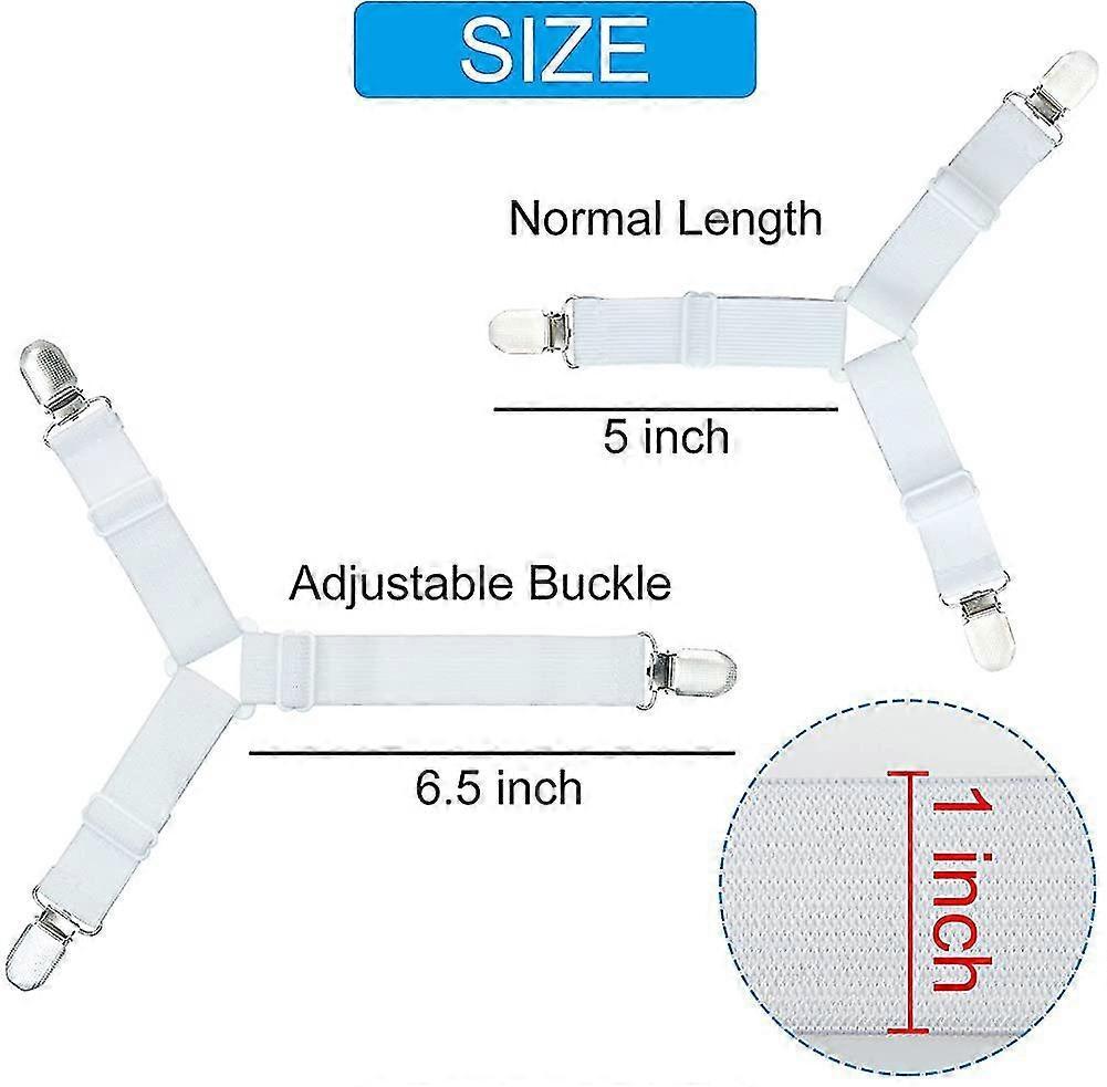 4PCS Bed Sheet Holder Clips, Adjustable Sheet Attachment Belts for Bedding V1263-JX-3895