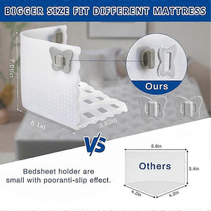 Bed Sheet Holder Clips for Thin Sheets, White, Secure Fit Fasteners V1263-JX-3899