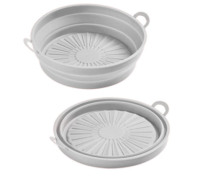 Air Fryers Bakeware Foldable Silicone Grill Pan -Grey 8.5inch V1263-JX-390