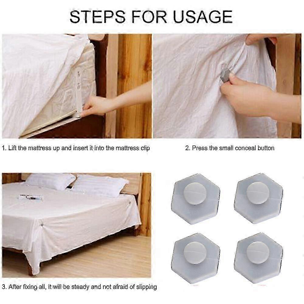 4PCS Bed Sheet Holder Fasteners with Mattress Cover Clips, Gray V1263-JX-3901