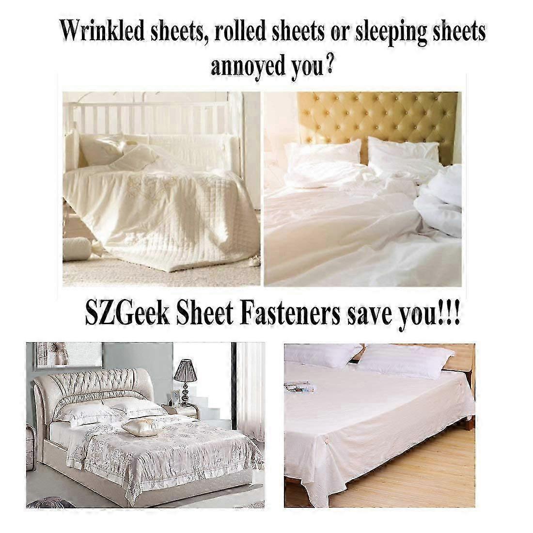 4PCS Bed Sheet Holder Fasteners with Mattress Cover Clips, Gray V1263-JX-3901