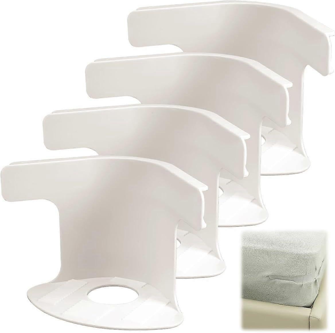 4PCS Lock Sheet Holders, Heavy Duty Fitted Sheet Straps, White V1263-JX-3902