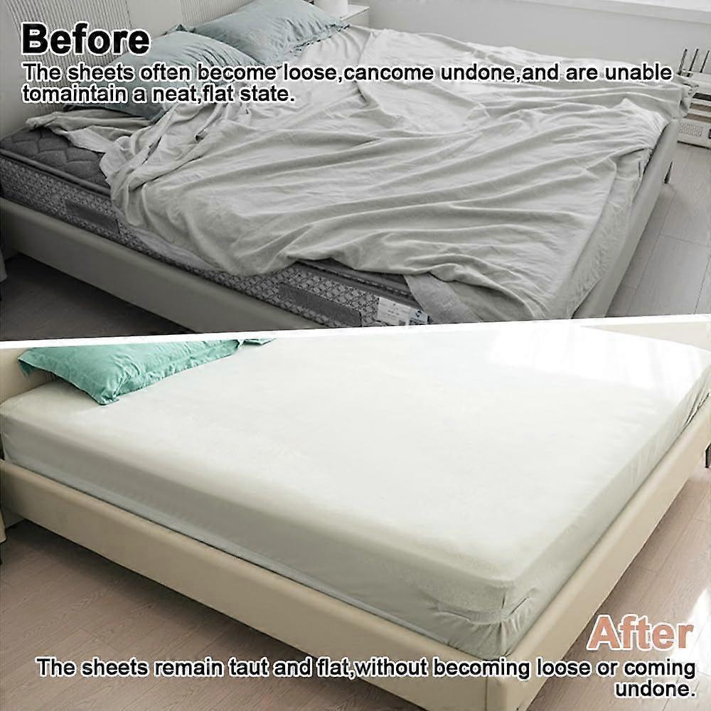 4PCS Lock Sheet Holders, Heavy Duty Fitted Sheet Straps, White V1263-JX-3902