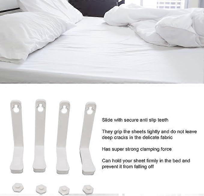 4PCS Bed Sheet Holder Straps, 3-Way Fasteners, Easy to Install V1263-JX-3906