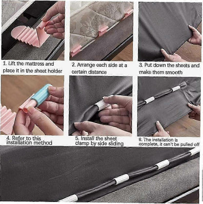 6PCS Plastic Bed Sheet Clips, Pink Grippers to Keep Sheets Neat V1263-JX-3908