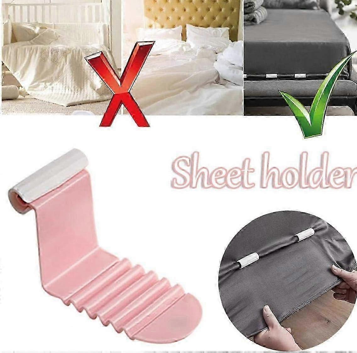6PCS Plastic Bed Sheet Clips, Pink Grippers to Keep Sheets Neat V1263-JX-3908
