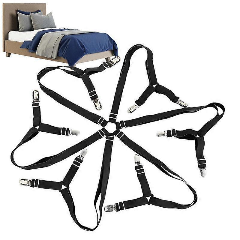 6-Head Elastic Bed Sheet Holder Clips, Adjustable Strong Grippers V1263-JX-3916